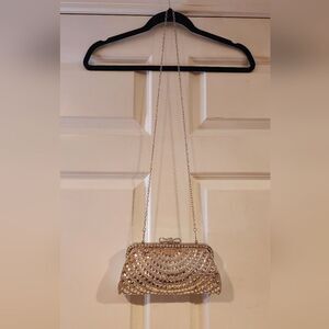 Lulu Townsend silver rhinestone clutch crossbody bag